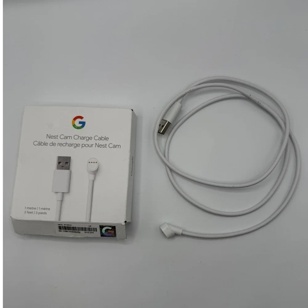 Google Nest Cam Charge Cable 1 Meter 3‎ Feet Power Cord White Power Cables